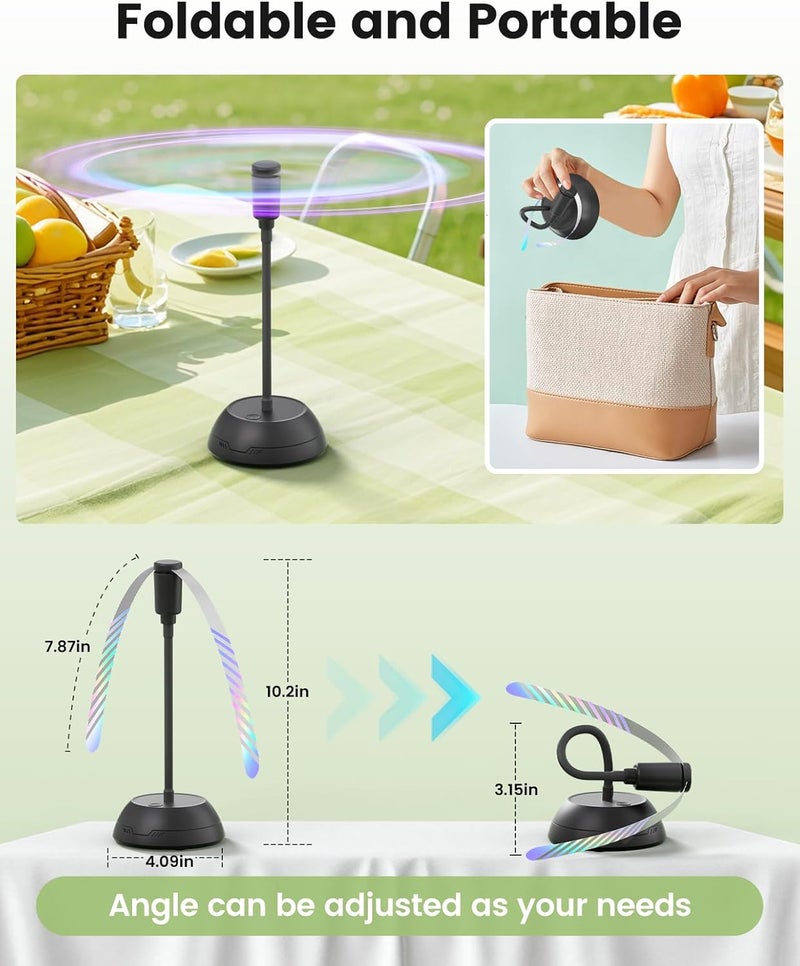 Edvision 4Pack Food Fan for Table, AA Battery Powered, Portable Fan with Flexible Gooseneck and Soft Blades, Soundless Table Fan for BBQ, Picnic, Party, Patio (Non-rechargeable,Black) - Image 3